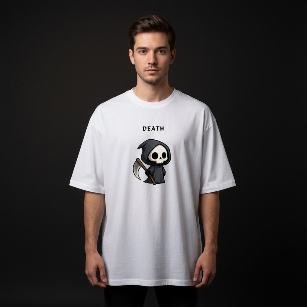 CUTE SKULL GRAPHIC UNISEX OVERSIZED CLASSIC T-SHIRT