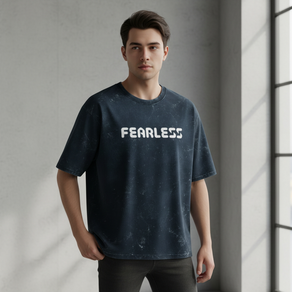 FEARLESS Unisex Acid Washed Oversized Tee